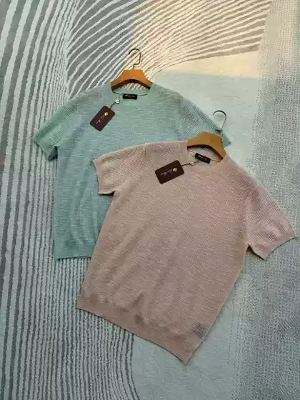 Cross-Border Lp Old Money Style Luxury 26Ss Floral Yarn Limited Edition Knitted Crew Neck T-Shirt Top