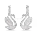 Swan white swan white golden earrings
