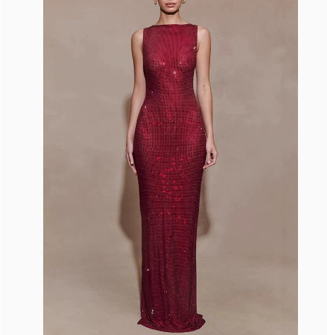 Sequin Bodycon Dress Sleeveless Back Zipper Split Design Summer Evening Wear Wholesale Available