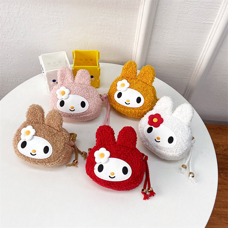 Cute Cartoon Plush Bunny Crossbody Bag, Fashionable Nylon, Super Cute and Trendy Mobile Phone Bag, Japanese Style Girl Coin Purse