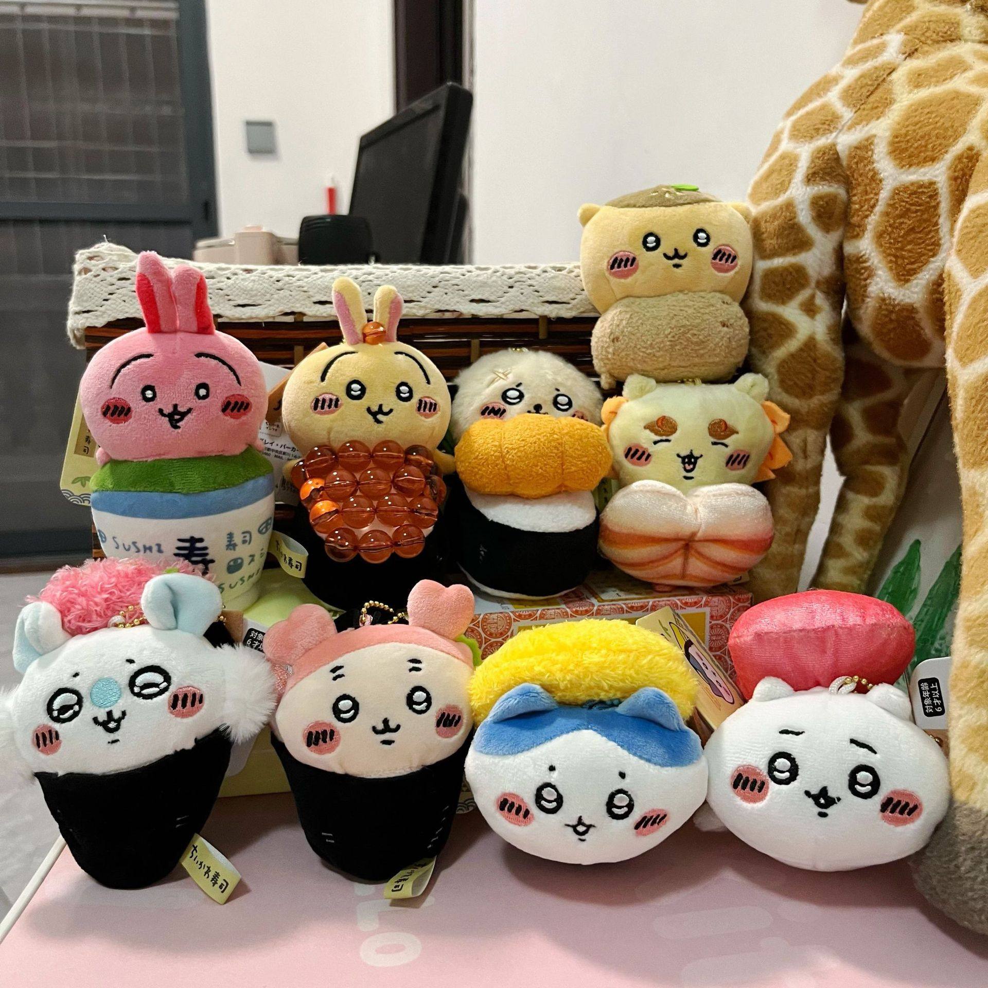 Sushi Series Xiaoba Black Tea Cup Usachi Caviar Ji Flying Squirrel Otter Lion Pendant Plush Doll Bag Pendant