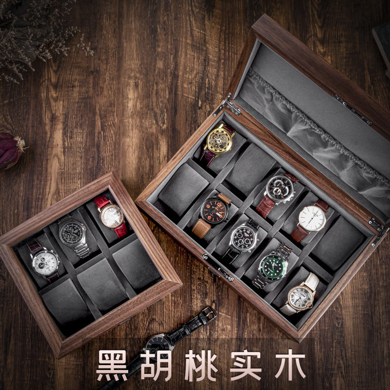 Walnut Wood Watch Storage Box with Lock High Quality Household Simple Watch Jewelry Bracelet Collection Display