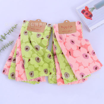 Coral Fleece Printed Square Scarf Lazy Kitchen Dish-free Oil-free Hair-free Hand Towel Bowl Washing Cleaning Absorbent Scaking-pad