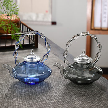 High Borosilicate Glass Teapot with Electric Ceramic Stove Heating, Twisted Handle, Large Capacity for Home Use, Tea Brewing Pot, Tea Set