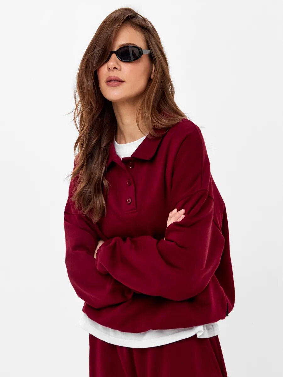 Womens Casual Two Piece Set Long Sleeve Polo Shirt Wide Leg Pants Stylish Sportswear for Everyday Wear Wholesale
