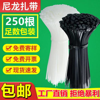 Nylon Cable Ties, 250 Pieces Per Pack, Self-Locking Plastic Wire and Cable Management Fixing Ties, High Strength