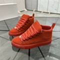Red suede high tops