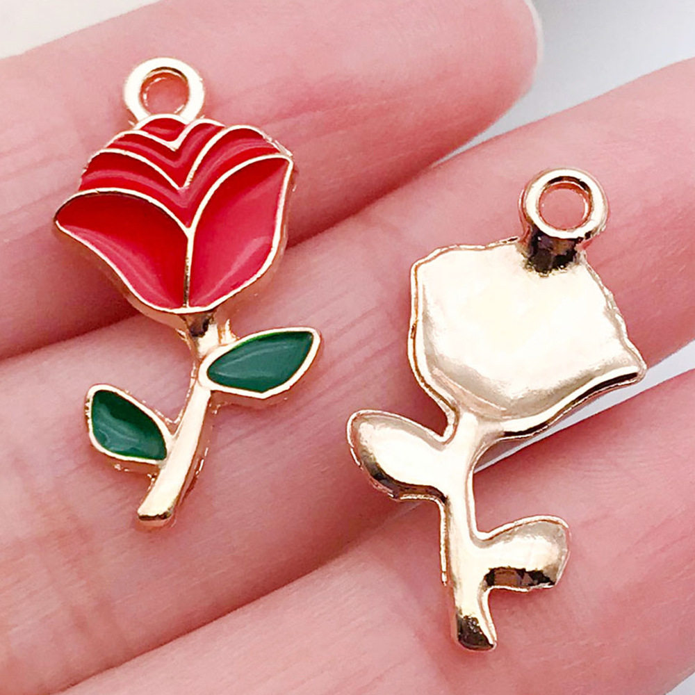 混50个红粉爱心桃心饰品配件 diy手链钥匙扣项链吊坠合金滴油挂件