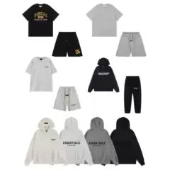Cross-Border American-Style Fog New Black Letter Essential Pullover Hooded Sweatshirt for Men and Women, Fleece-Lined High Street Hoodie