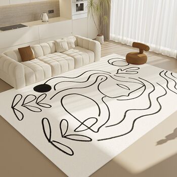 Cream Style Line Living Room Cashmere-like Carpet Soft Coffee Table Blanket Bedroom Cool Bedside Blanket Balcony Bay Window Mat