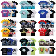Summer New Style Godspeed American High Street Fashion Brand Skull Rock Letter Print Short-Sleeved T-Shirt for Men Pure Cotton