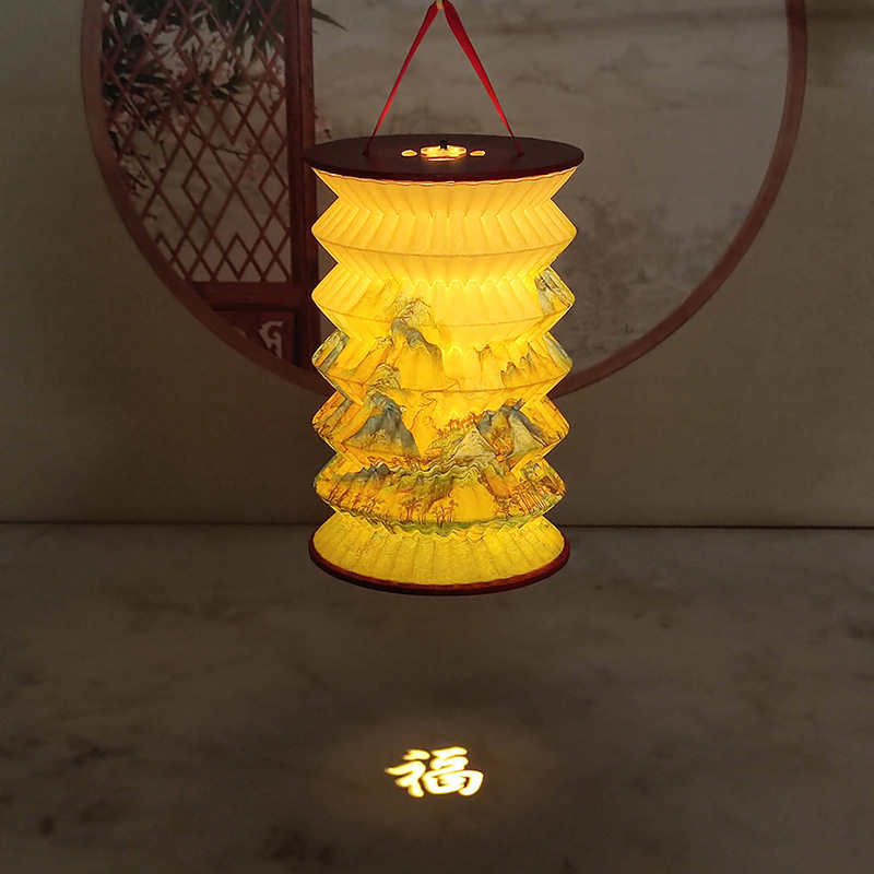 Creative Gifts Mid-Autumn Festival Satchel Lanterns Lantern Festival Spring Festival Projection Lanterns Foldableing Table Lamps Night Lights New Year Gifts