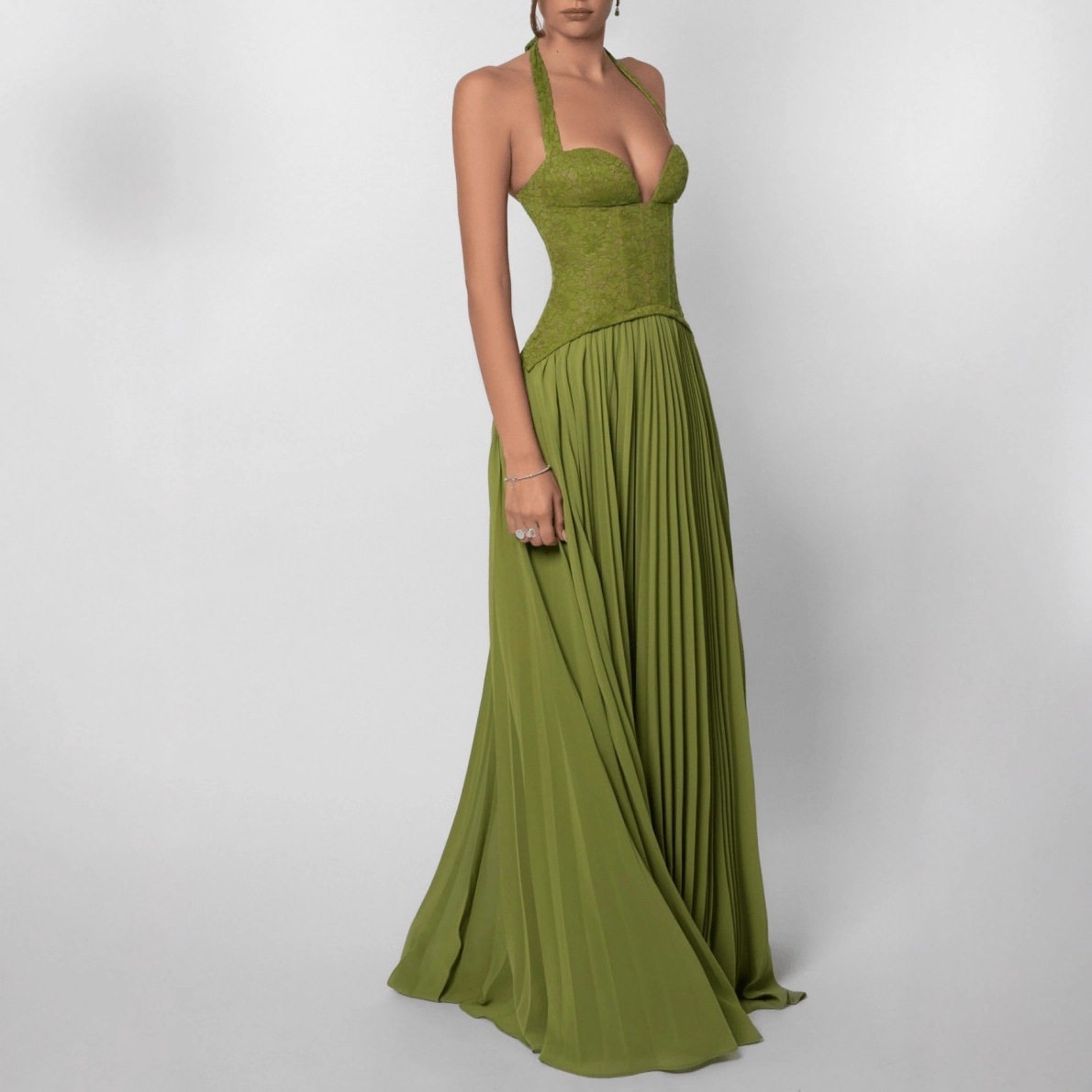 Womens Sexy Halter Backless Dress Low Neckline Ruched Waist Adjustable Straps Perfect for Parties and Summer Events
