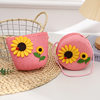 Sunflower Handmade Straw Coin Purse, Kidsren's Cartoon Sunflower Woven Bag, Pastoral Style Shoulder Shell Bag