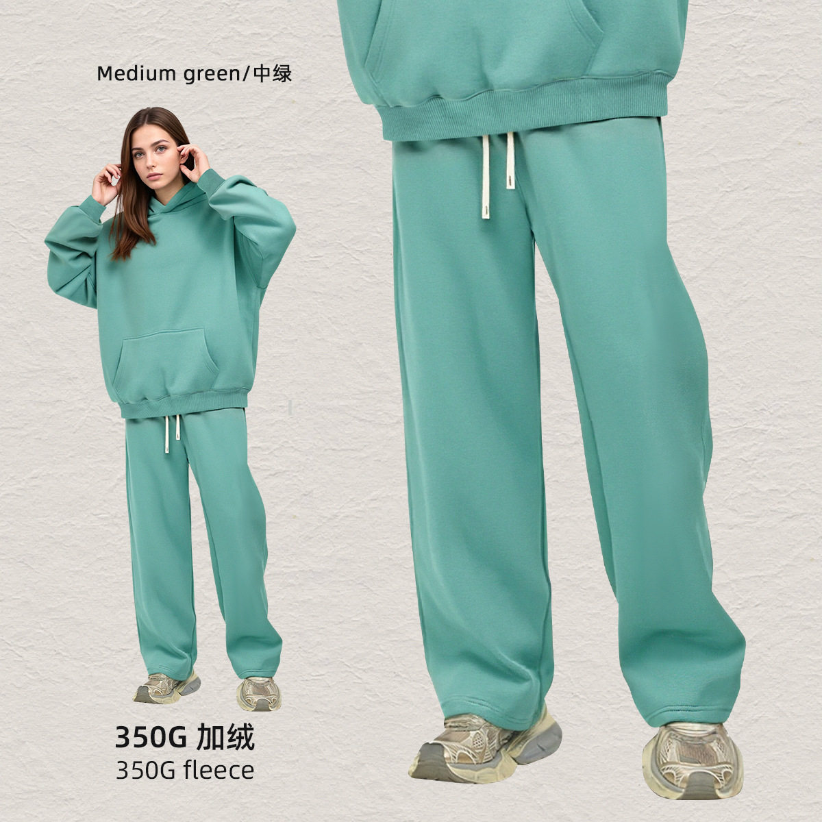 彩象岛男装丨秋冬卫衣男士连帽衫宽松加绒美式潮牌350g连帽卫衣男