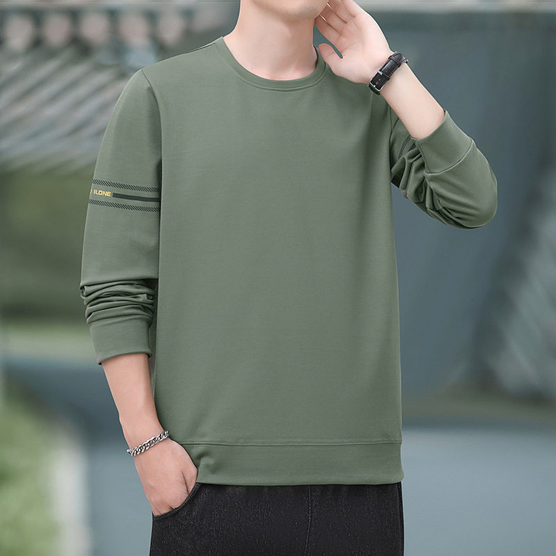 Áo Thun Tay Dài Nam Cổ Tròn Phong Cách Thể Thao Màu Xanh Navy, Xám