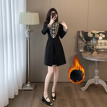 2025 New Korean Style Trendy Casual Design Pure Color Simple Chinese Style Knitted Dress