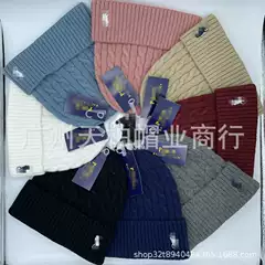 Winter Hat Twist Woolen Hat Trendy Casual Pony Embroidered Knitted Hat Men's Warm Ear Protection Cold Hat Pullover Hat Women