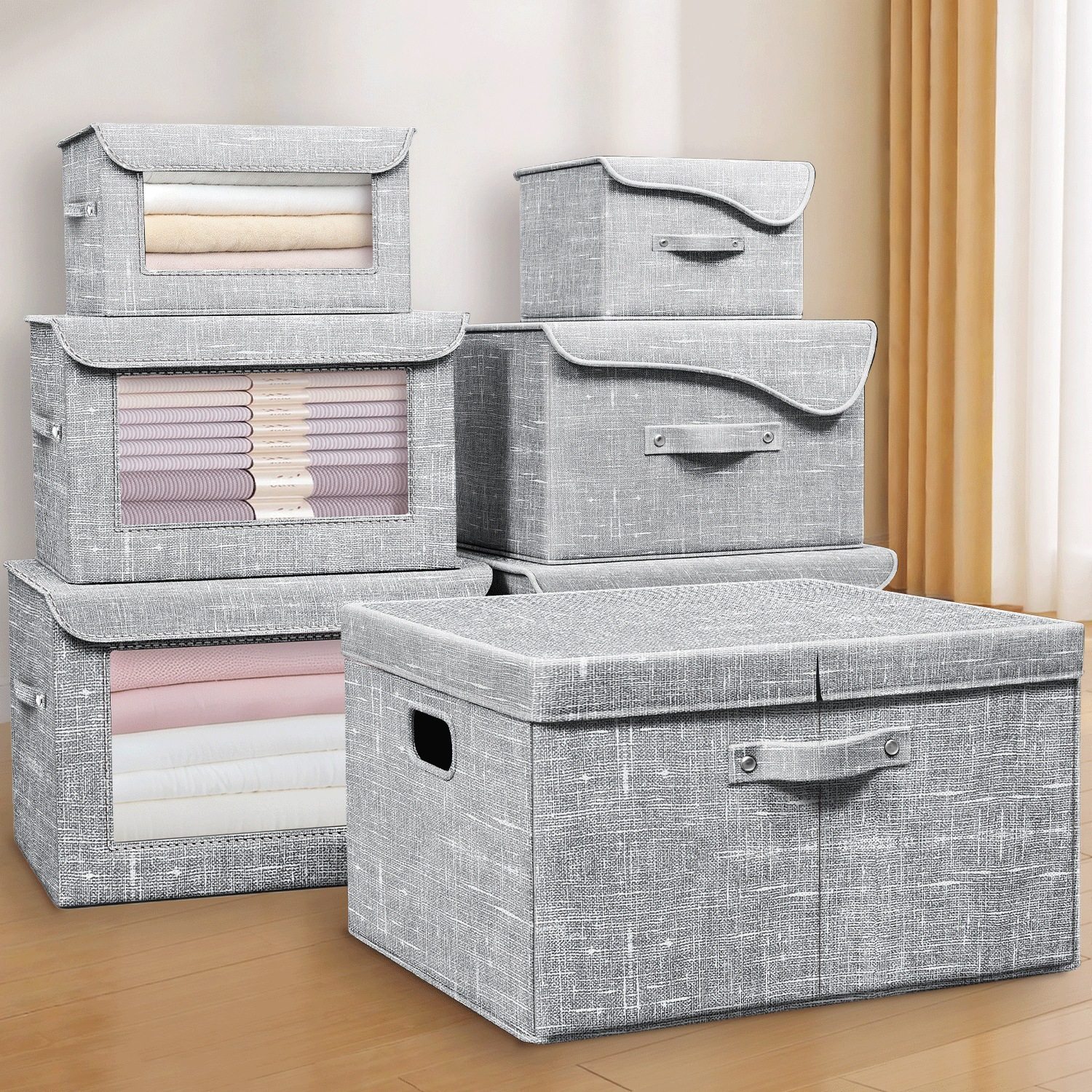 Factory Wholesale Cross-Border Cotton and Linen Storage Box with Lid Foldable Desktop Organizer Toy Clothes Wardrobe Storage Box