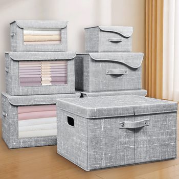 Factory Wholesale Cross-Border Cotton and Linen Storage Box with Lid Foldable Desktop Organizer Toy Clothes Wardrobe Storage Box