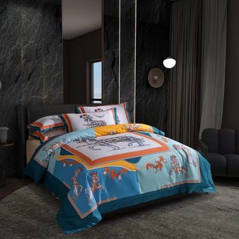 High-End Digital Printed Long-Staple Cotton Four-Piece Set, Pure Cotton Bed Sheet and Duvet Cover, Trendy Fashion Bedding 1.8m