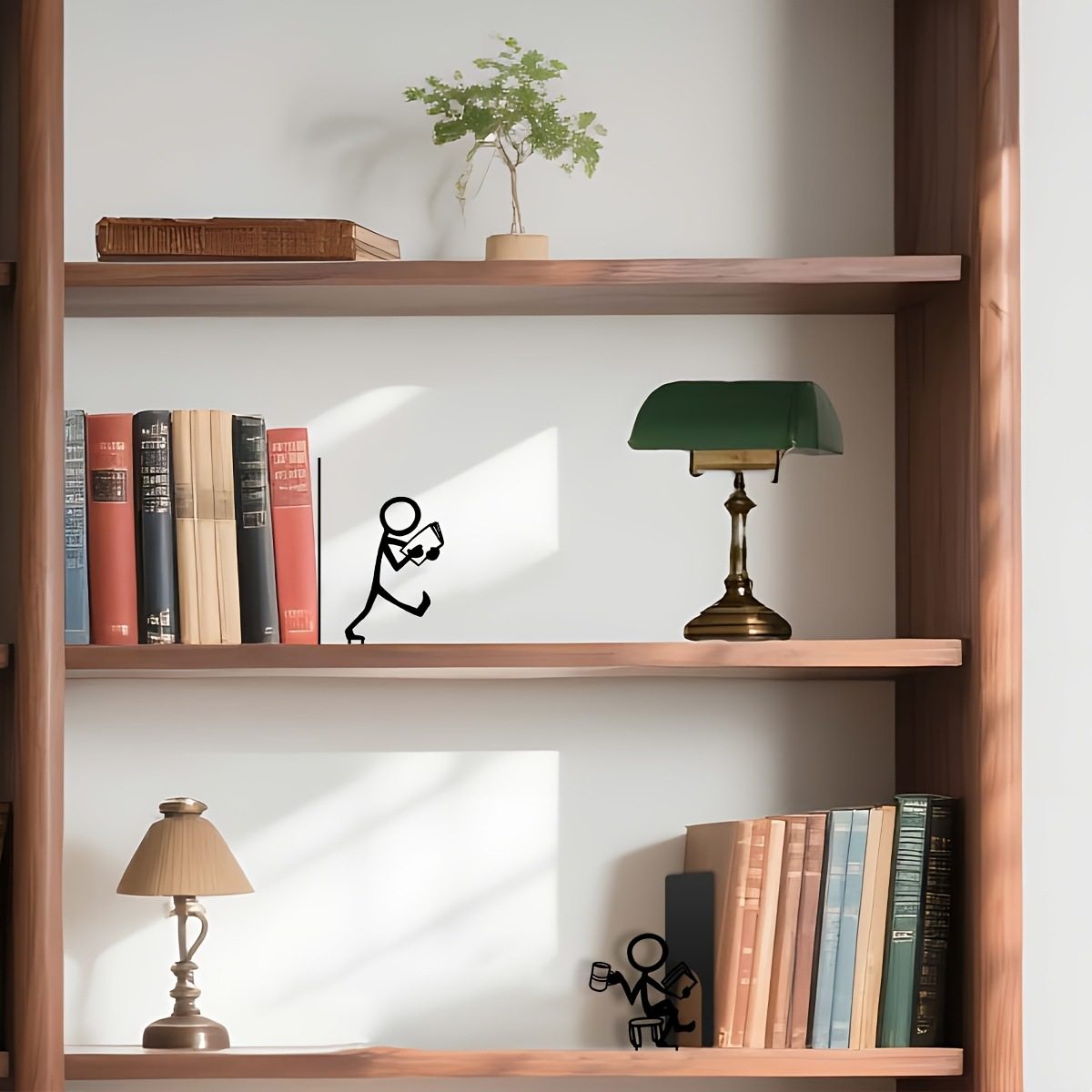 Cross-Border Creative Stickman Bookend Black and White Simple Style Bookend Home Study Desktop Book Storage Decorative Ornaments