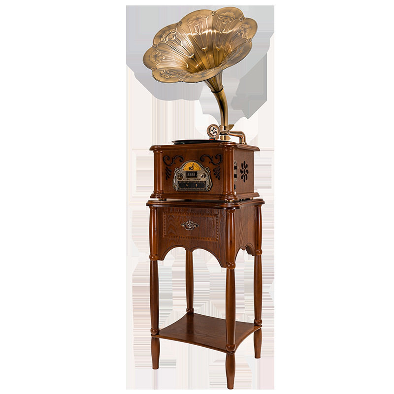 Retro Gramophone Vinyl Record Player Classical Old-Fashioned Record Player Large Speaker Bluetooth Audio Living Room Decoration Ornaments