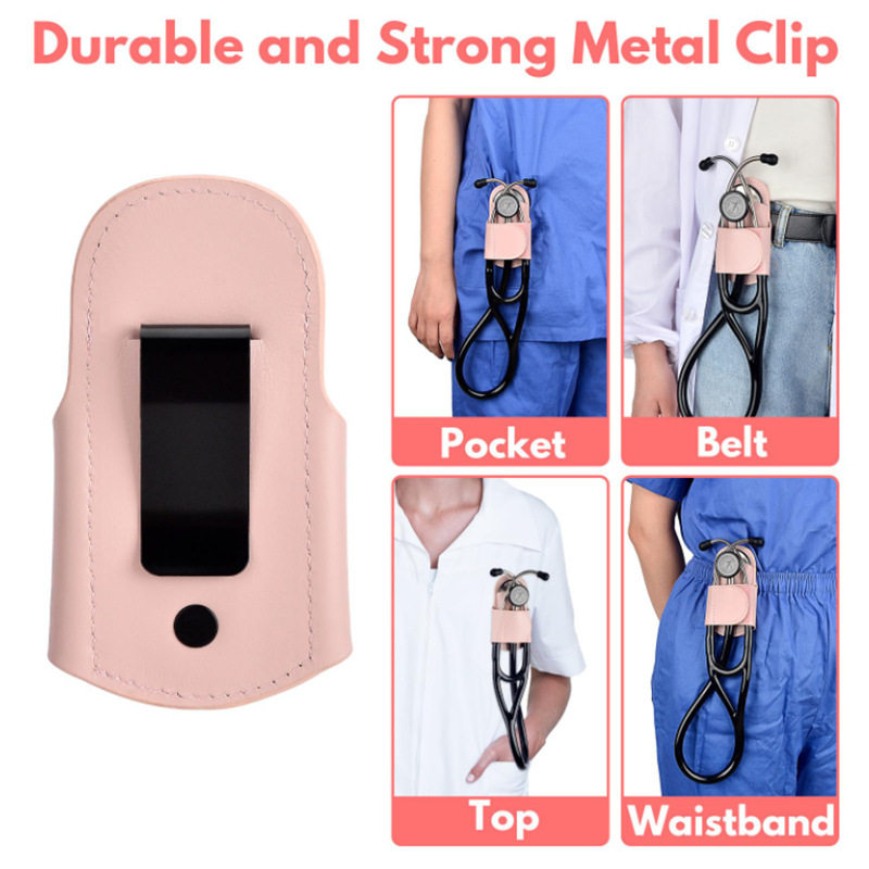 Spot New Leather Stethoscope Storage Bag Portable Medical Stethoscope Leather Case Can Be Hung on the Waist Medical Tool Bag