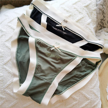 1984 European and American sexy# comfortable and elastic cotton color matching letters low waist women's underwear