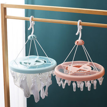 Plastic Round Multi-head Children's Drying Rack Household Multi-socks Hanging Underwear Panties Drying Rack 20 Clips 24 Clips