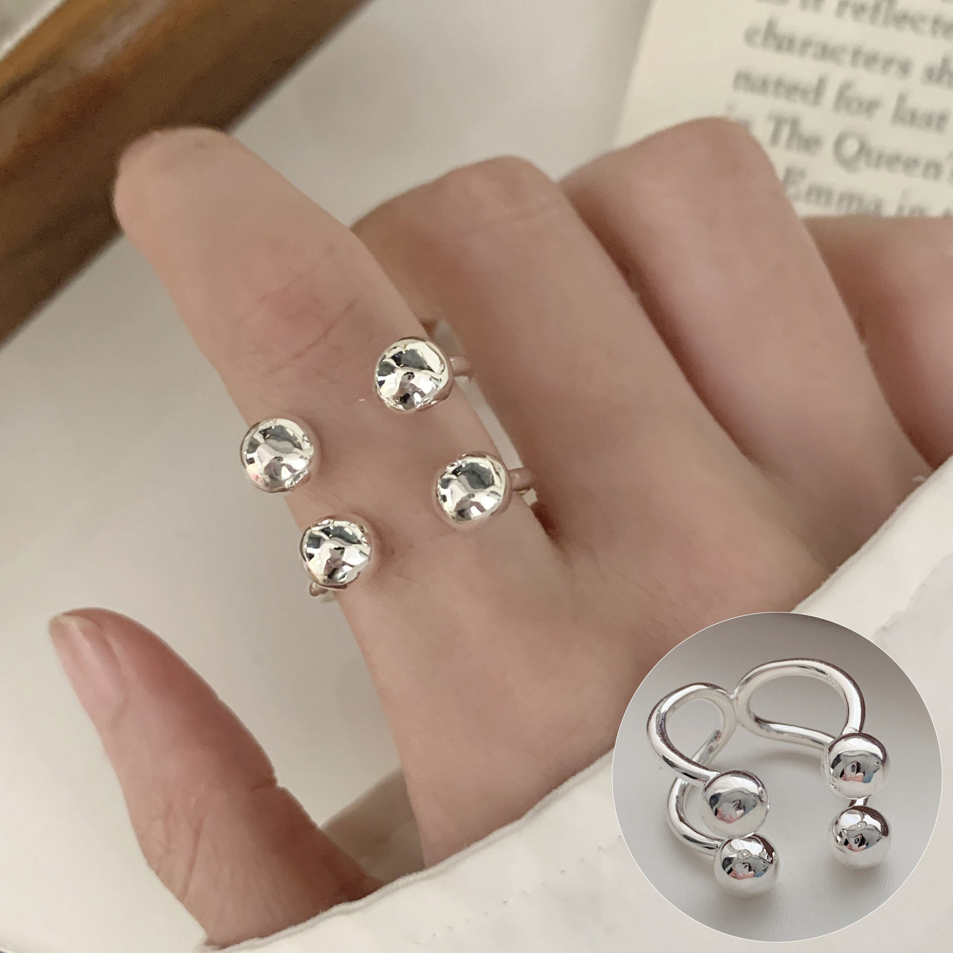 简约几何线条螺旋戒指女时尚设计感冷淡风开口指环旋涡环形食指戒