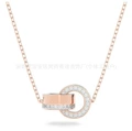 Round double button rose gold necklace
