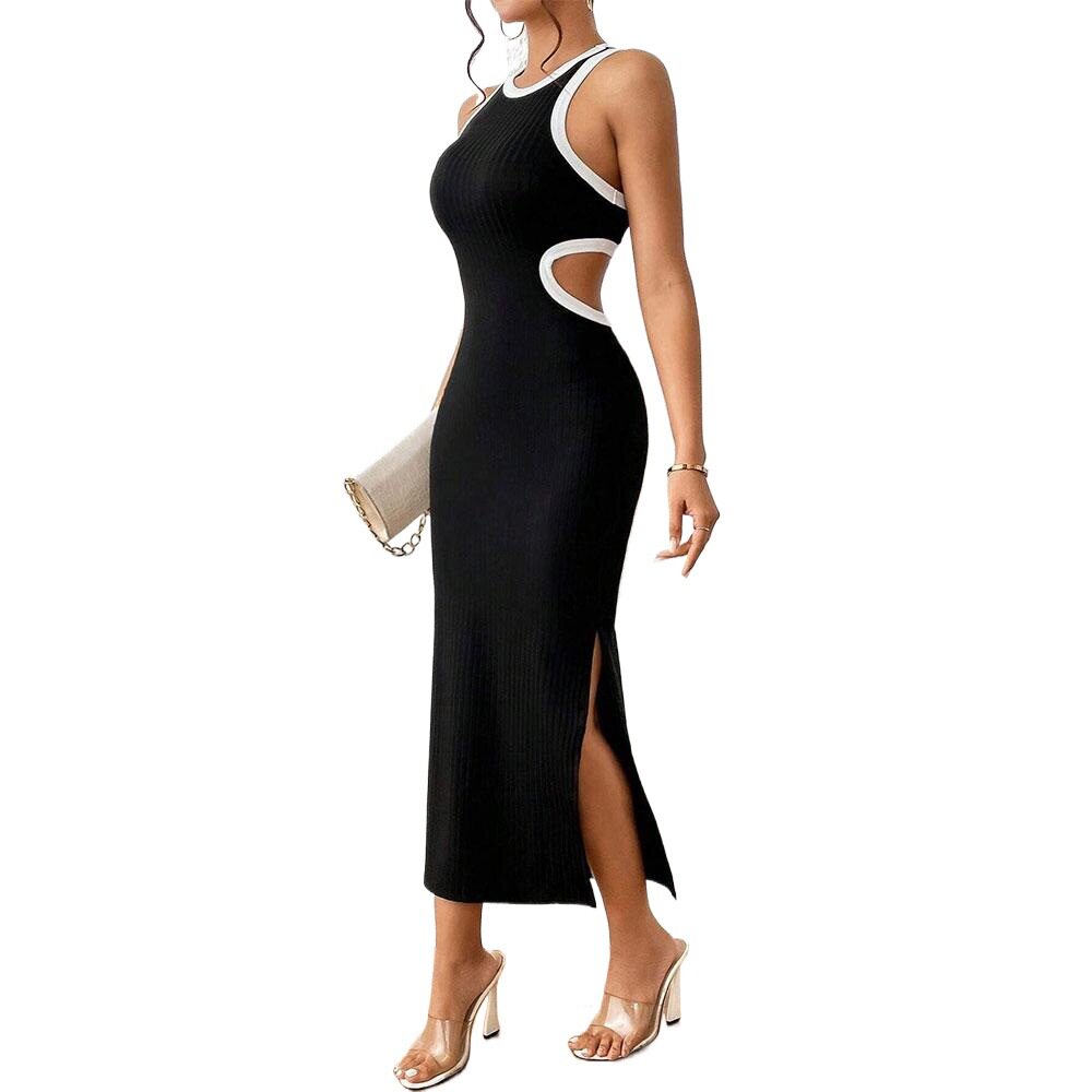 Summer Bodycon Dress Hollow Back Sleeveless Slim Fit High Slit Casual or Party Wear Wholesale Available
