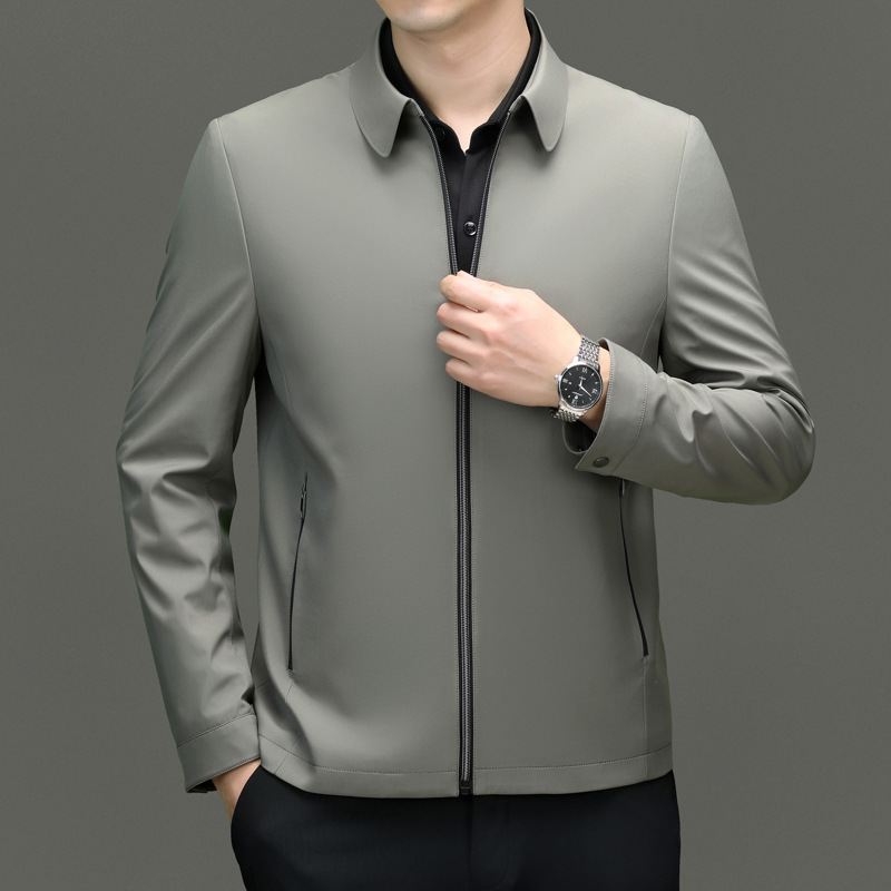 Áo khoác nam mỏng nhẹ cổ bẻ phong cách công sở — Màu đen, Xanh navy, Màu xanh lam, Kaki