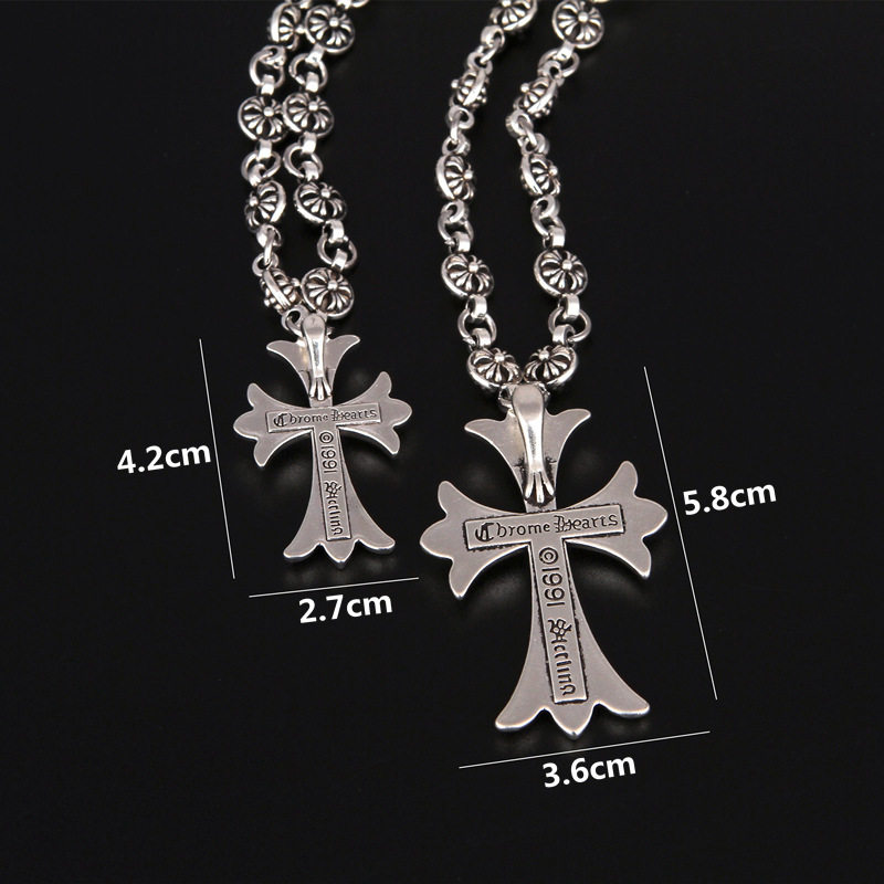 Crocky Star CH Hip Hop Nightclub Fashion Brand Cross Necklace Handmade Chain Valentine's Day Gift Vintage Imitation Silver Hanging Chain