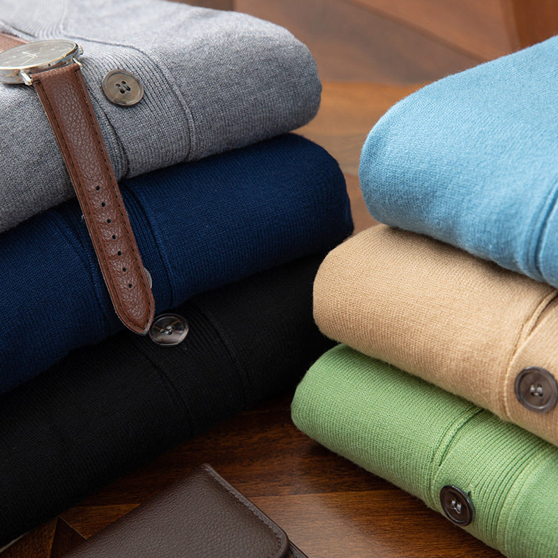 外套男秋冬针织开衫男宽松大码V领毛衣男外套跨境开襟毛衣打底衫