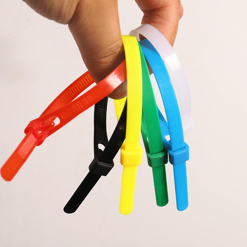 Removable Nylon Cable Ties Plastic Packaging Black and White Colorful Removable Reusable Cable Ties