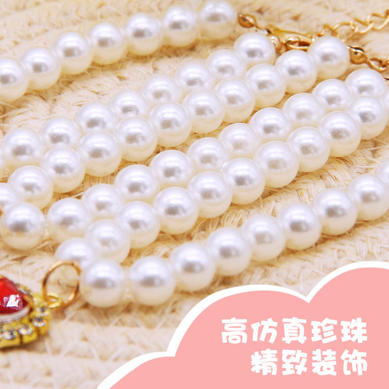 Cross-Border Hot-Selling Pet Accessories in Stock, Pet Pearl Collar, Cat Heart-Shaped Neckband, Kitten Neck Jewelry Wholesale