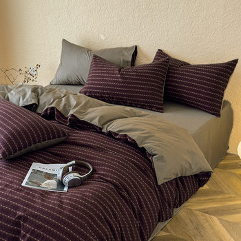 High-grade light luxury cotton 60 double-layer yarn yarn-dyed jacquard cotton four-piece bed sheet quilt cover bedding