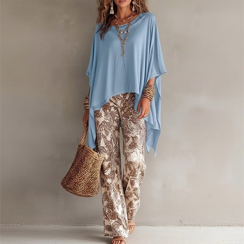 Womens Spring Batwing Sleeve Top Casual Loose Fit Solid Color Perfect for Everyday Wear Wholesale Available
