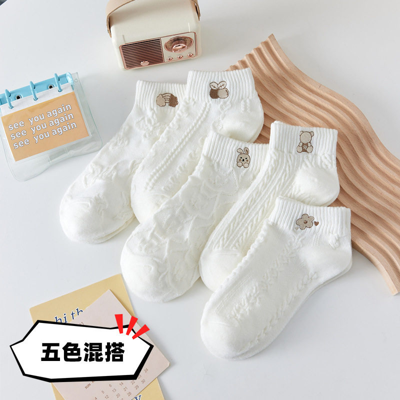 吸汗袜子女短袜防滑百搭春夏学生袜子可爱日系卡通浅口短筒袜子