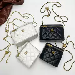 Mini Coin Purse 2024 New Trendy Chanel Style Chain Bag Gold Ball Square Fatty Bag Women's Red Envelope Crossbody Waist Bag