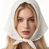 Трансграничная однотонная модная летняя тонкая ткань с цветочным узором, кружевной треугольный шарф, повязка на голову для милой девушки, тюрбан с полой сумкой