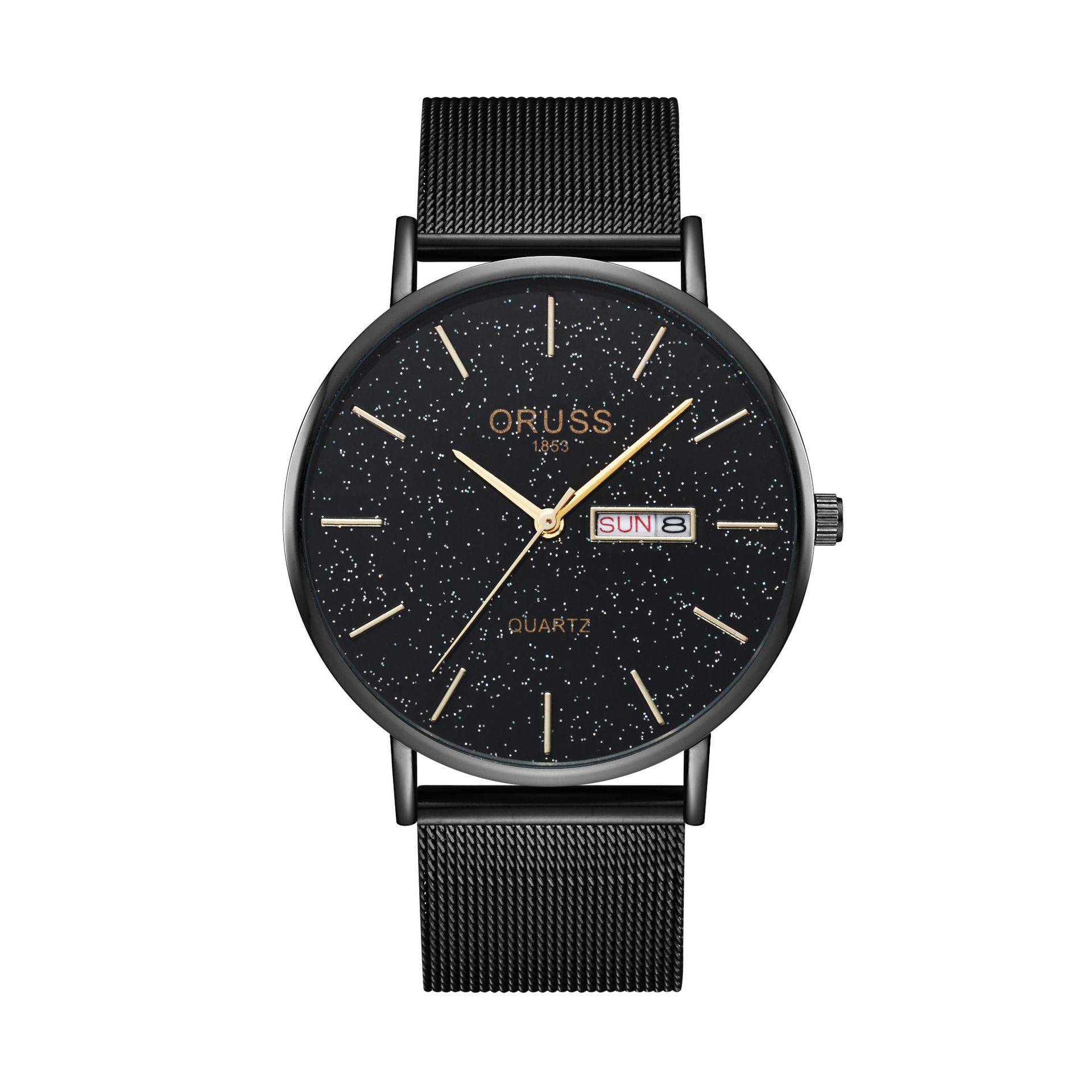 TikTok Explosive Simple Atmospheric Men's Watch Star Surface Mesh Belt Trendy Waterproof genuine goods Straight Hair Steel Band Watch