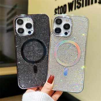 Qianzuan Magnetic Shell Suitable for Iphone15Plus Mobile Phone Case 17 Girl Flash Diamond 11 Apple 14Pro Luxury 16E