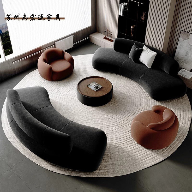 厂家定制现代风弧形沙发民宿酒店洽谈沙发服装店办公室会客厅沙发