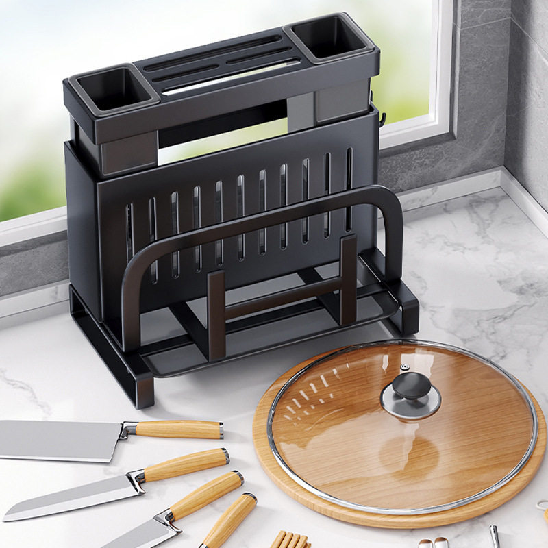 Multifunctional Kitchen Chopstick Holder, Cutting Board and Knife Rack, Wall-Mounted Chopstick Cage, Integrated Kitchen Knife Storage