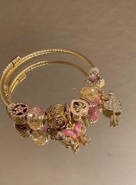 潘家新款不锈钢手工串珠手镯女精致个性小众设计感手串复古级感