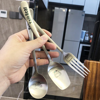 Zhongya Tyley bear 304 stainless steel spoon Fork suit creative cute household children's rice spoon spoon spoon cartoon