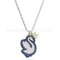 Blue swan crown head necklace